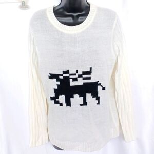 HAODUOYI designer Cream Reindeer sweater, 22" Ptp